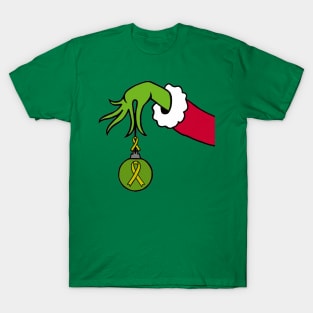 The Mean Green One Holding a Awareness Ribbon Christmas ball (Yellow) T-Shirt